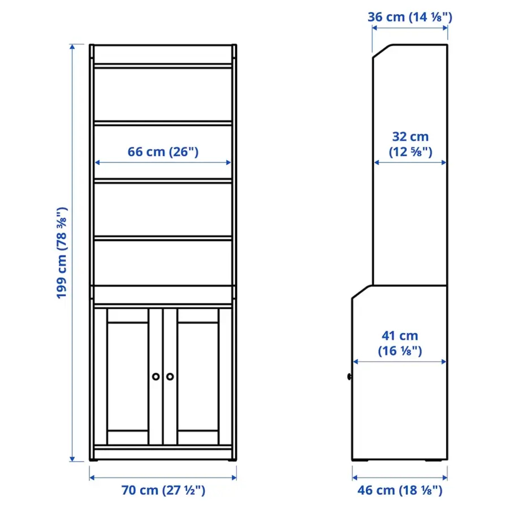 Открытый шкаф - HAUGA IKEA/ХАУГА ИКЕА, 46х70х199 см, серый