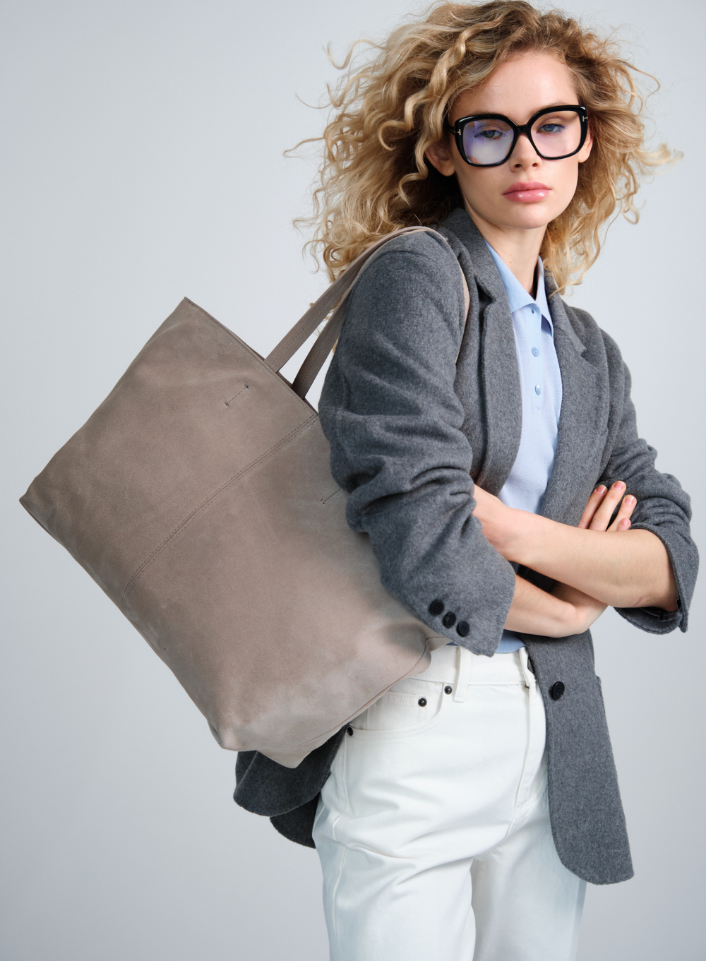 Замшевая сумка шоппер Texas DBR 31390 ваниль