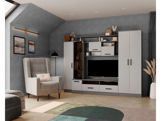 Гостиная ОСКАР-5 графит серый / камень серый