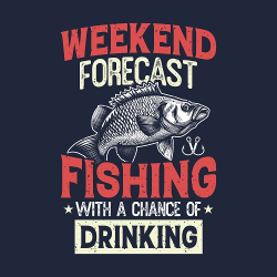 принт про рыбалку Weekend Fishing темно-синий