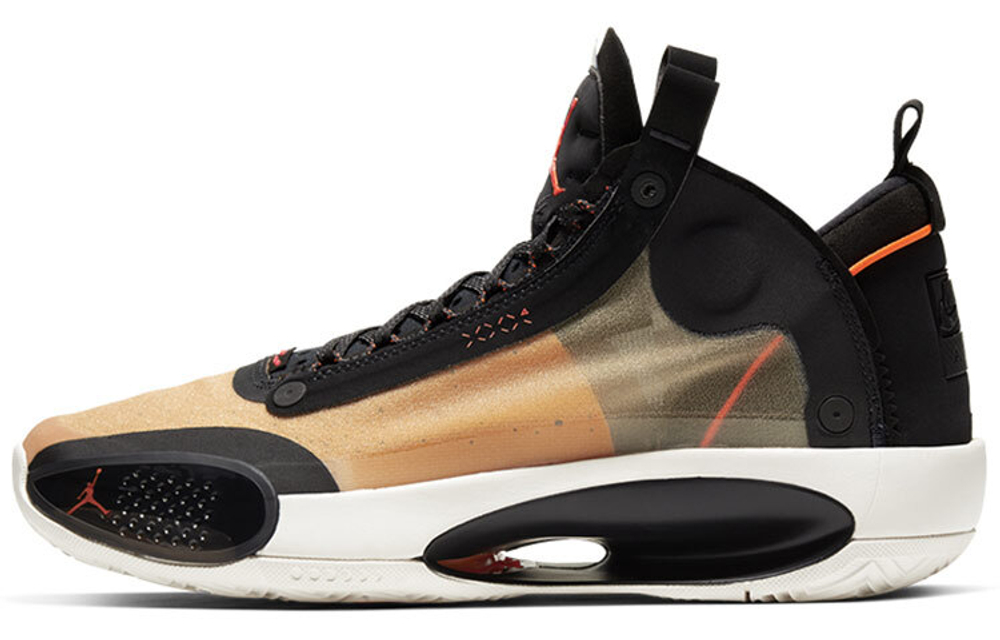 Jordan Air Jordan 34 "Amber Rise" mesh shock absorption, non-slip and wear-resistant mid-top actual combat basketball shoes men's coffee brown