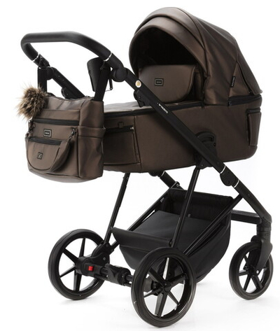 Детская коляска Adamex Vasco Deluxe 2 в 1 V-SM16 (БЕЖ МЕТАЛИК КОЖА)