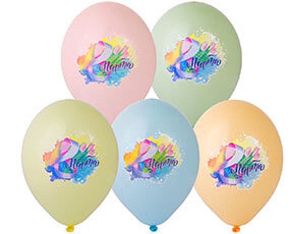 Шар (14"/36 см) Шар с рисунком 8 Марта Тюльпаны полн   25 шт.