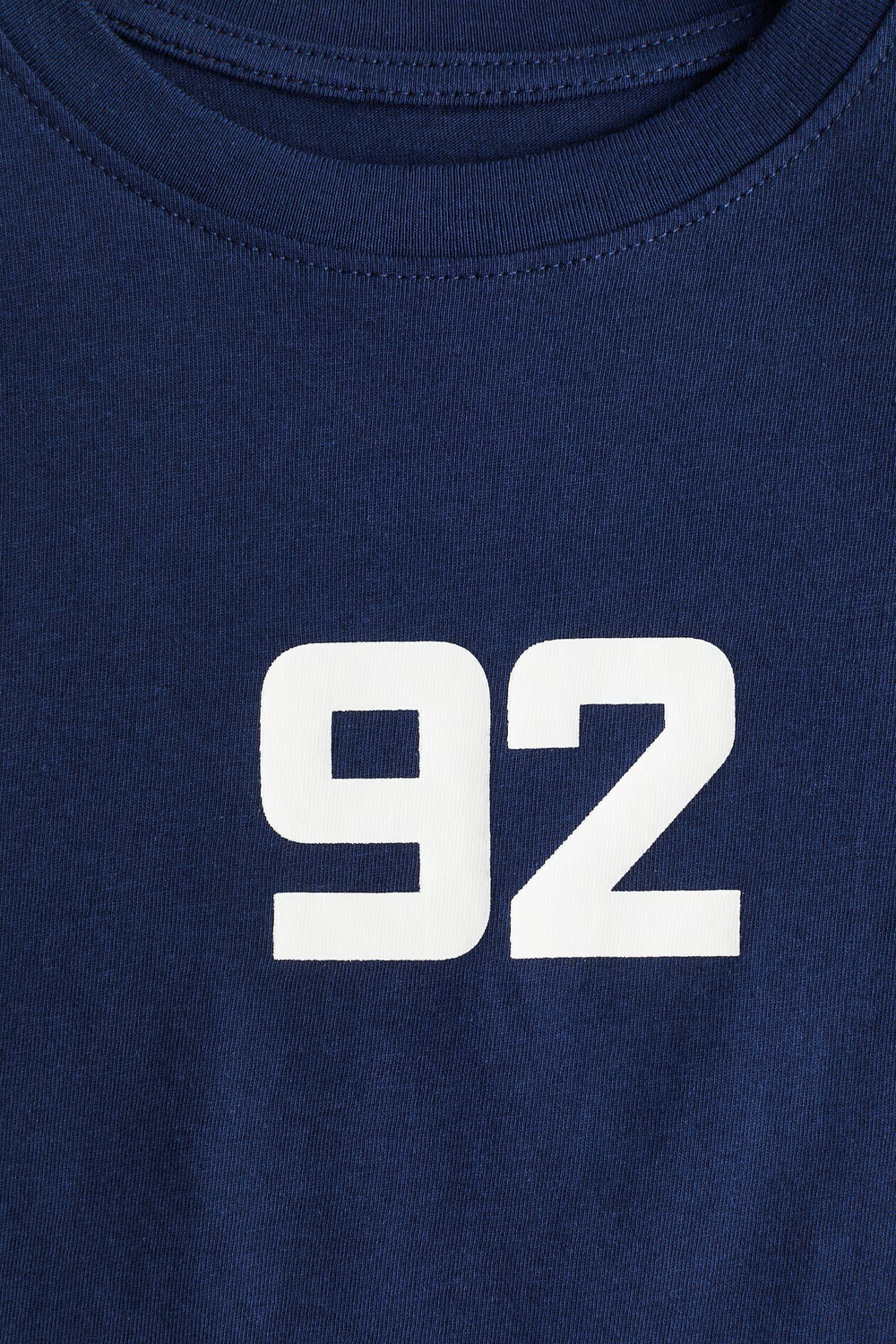 H&M Футболка с короткими рукавами и принтом, темно-синий