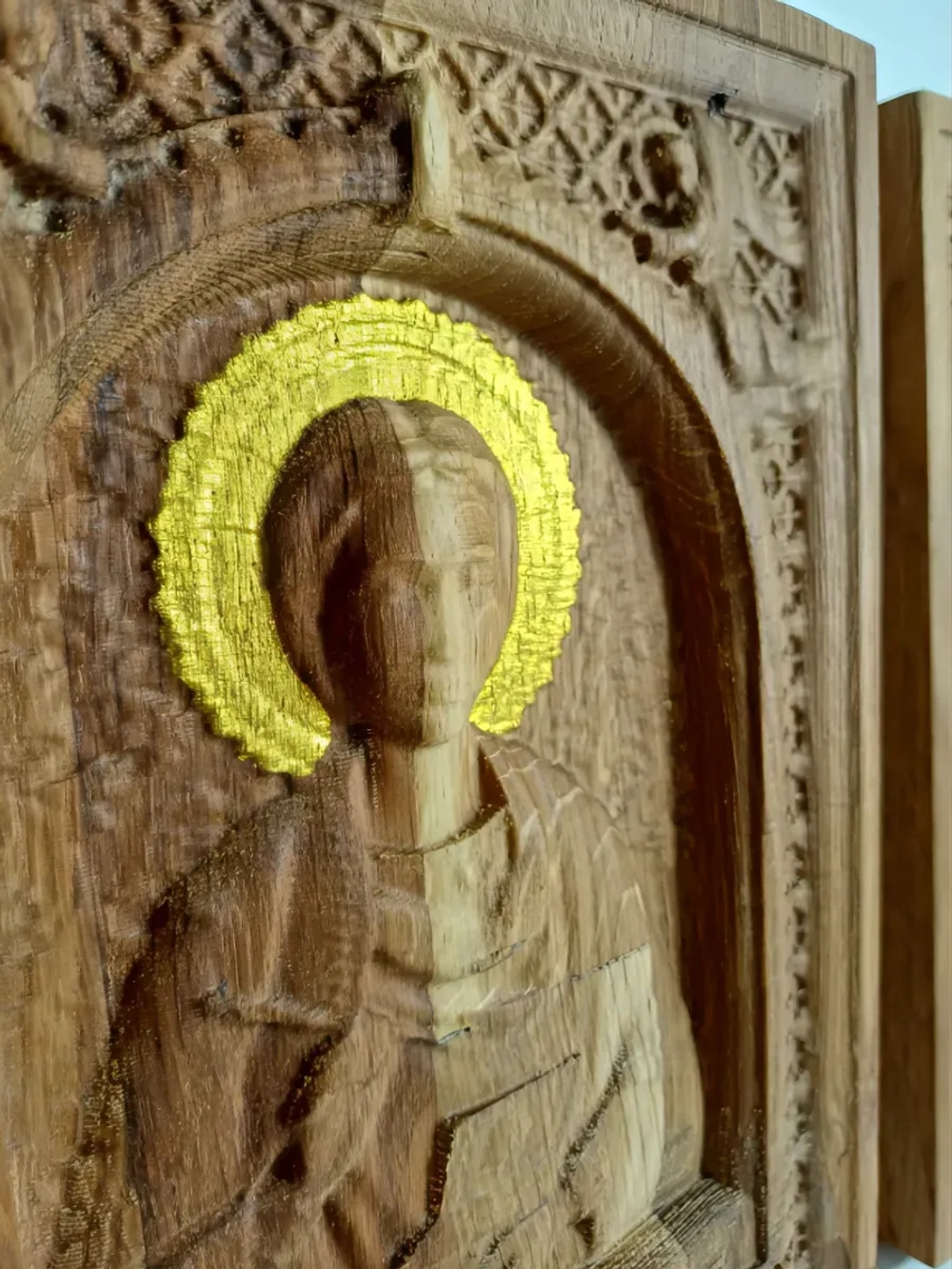 Освященная Икона Пантелеймона Целителя 23.5х18 см из дуба