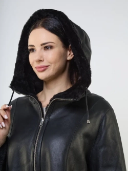 Дубленка зимняя двухсторонняя шуба с капюшоном