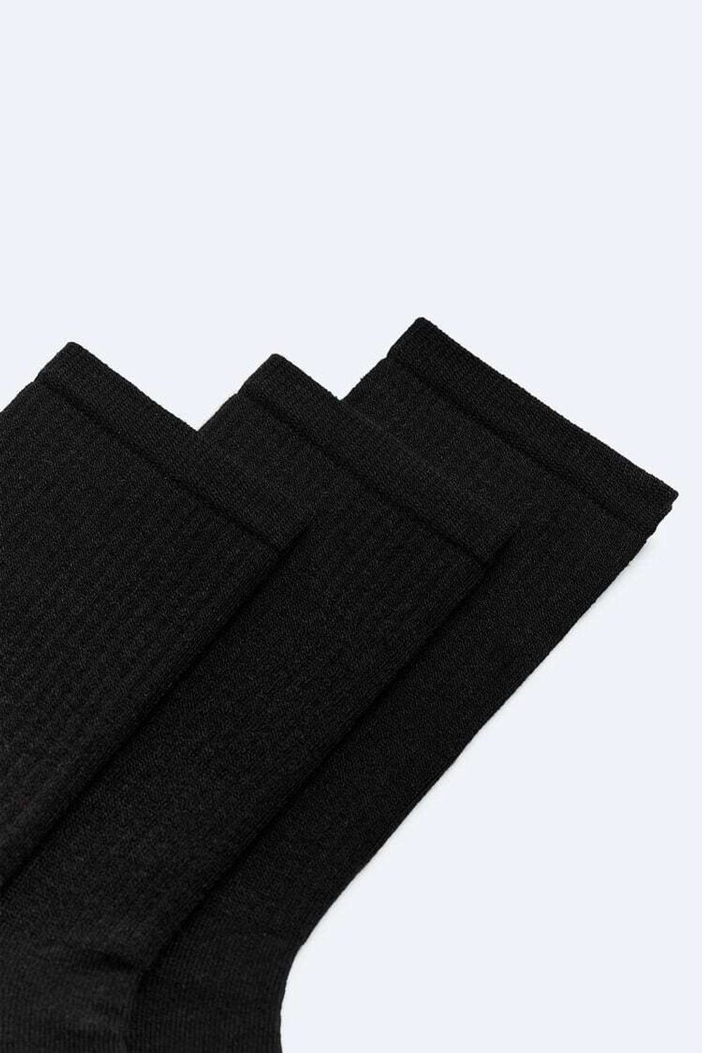 ZARA НАБОР ИЗ ТРЕХ ПАР НОСКОВ В РУБЧИК, ЧЕРНЫЙ