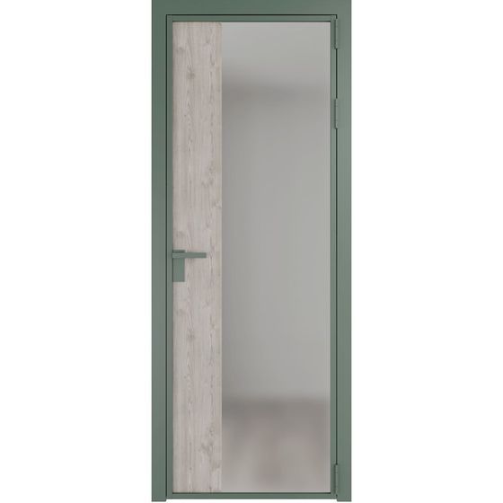 Алюминиевая дверь 7AG зелёный воск остеклённая со вставкой