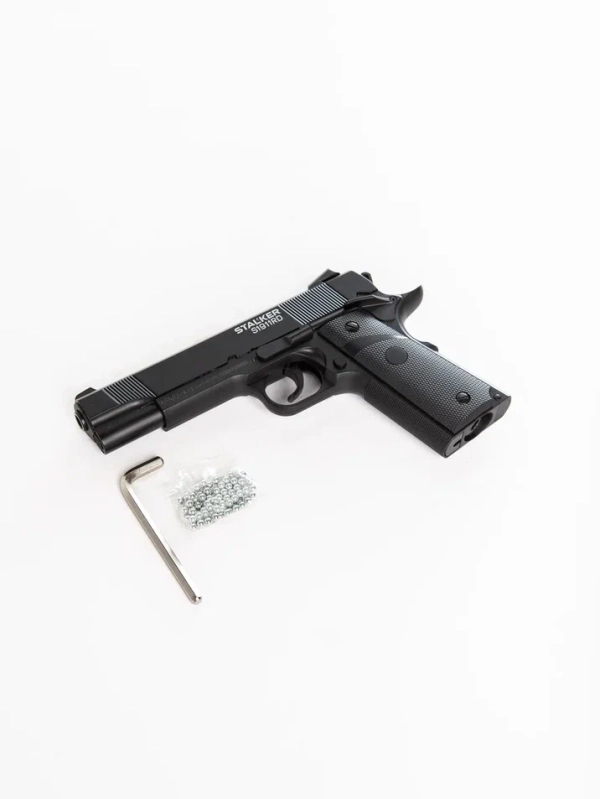 Пистолет пневм. Stalker S1911RD (аналог Colt 1911) к.4,5мм, металл-пласт,120м/с,блоуб