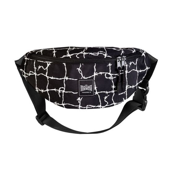 Сумка ТАЙНА поясная BLOCK-P Черная/Колючка белая