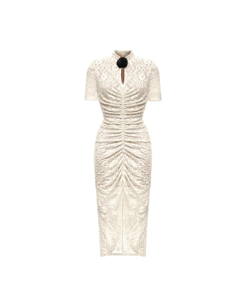 Аманда миди (Amanda midi), платье из молочного кружева с бархатным напылением