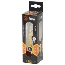 Лампочка светодиодная ЭРА F-LED BTW-5W-827-E14 Е14 / E14 5Вт филамент свеча витая матовая теплый белый свет | Филаментные декоративные