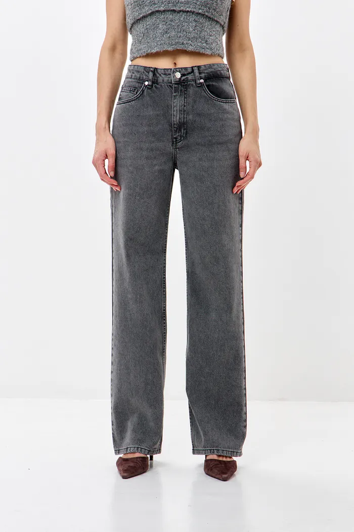 Джинсы wide leg серого цвета