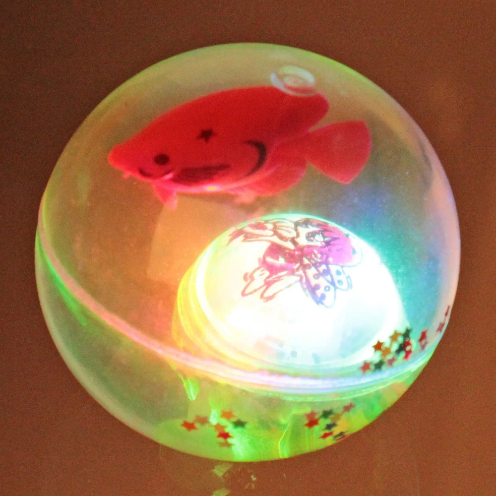 Мяч 6,5 см «Рыбка» (попрыгун с водой и подсветкой) СТИКЕР НА ВЛОЖЕНИЕ