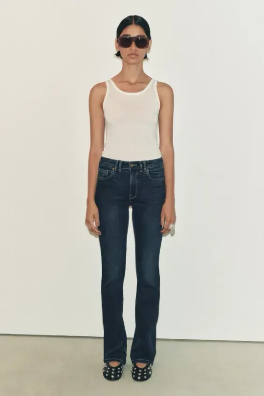 ZARA ДЖИНСЫ BOOTCUT CONTOUR СО СРЕДНЕЙ ПОСАДКОЙ — ZW COLLECTION, СИНИЙ