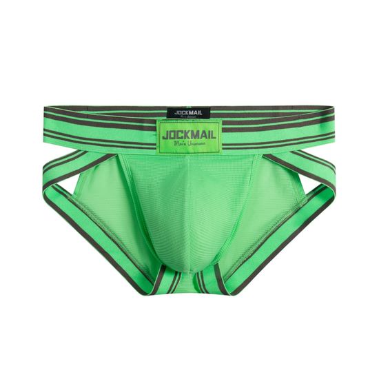Мужские трусы брифы зеленые с вырезами по бокам JOCKMAIL JM2024-19