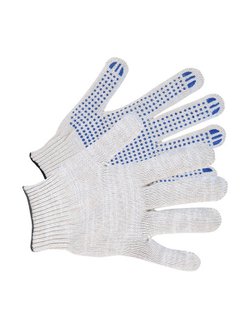 Перчатки х-б 4-х ниточные с ПВХ пачка 10 пар