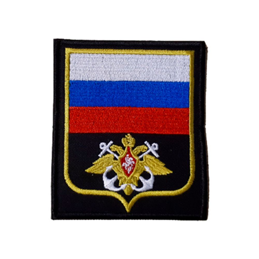 Шеврон нарукавный ВМФ (черный,белый якорь,красный кант)