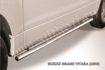 Пороги из нержавейки Suzuki Grand Vitara 3 дв (2008-2012) d57 труба