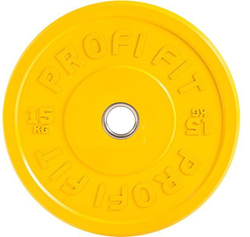 Диск для штанги каучуковый, цветной D51 мм PROFI-FIT 15 кг