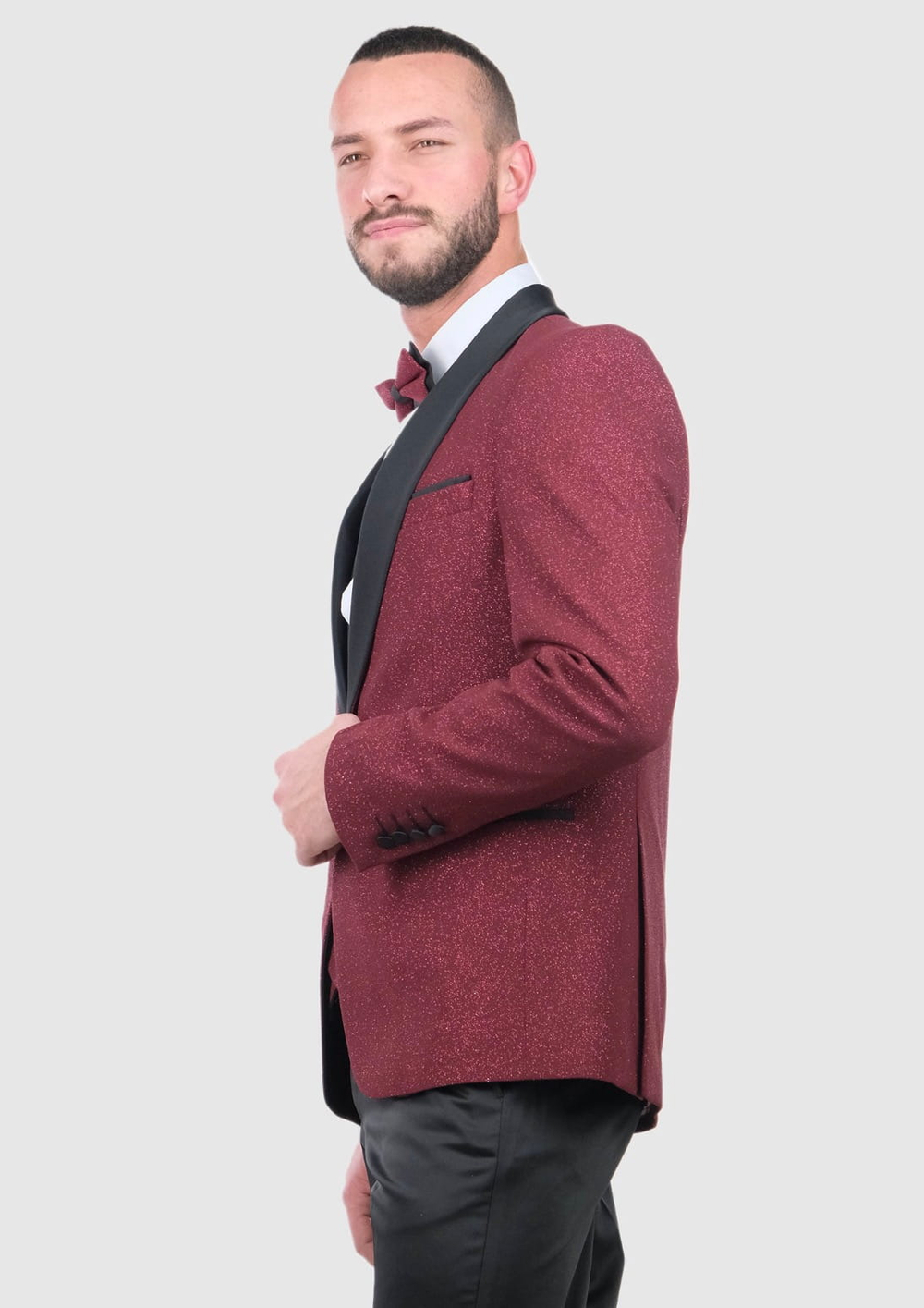 Мужской костюм смокинг (бордовый) А112