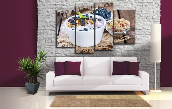 Модульная картина "Йогурт с мюслями"