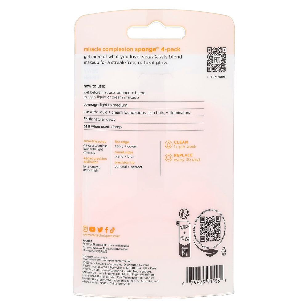 Real Techniques, Miracle Complexion Sponge®, 4 спонжа