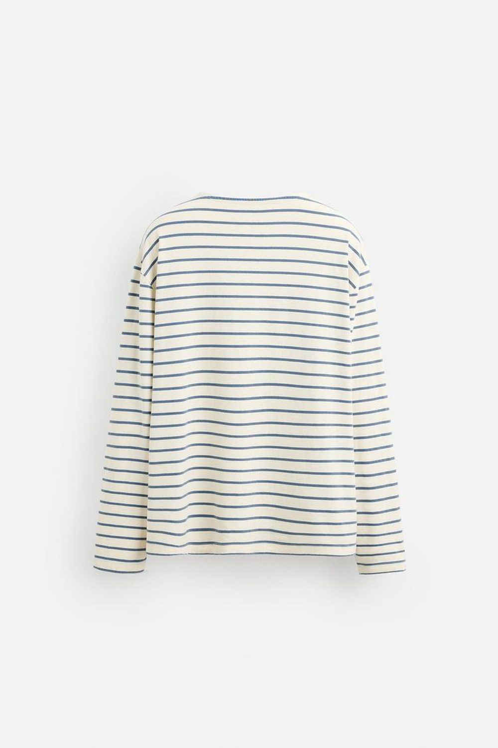 ZARA ЖАККАРДОВАЯ ФУТБОЛКА В ПОЛОСКУ, ЭКРЮ/СИНИЙ