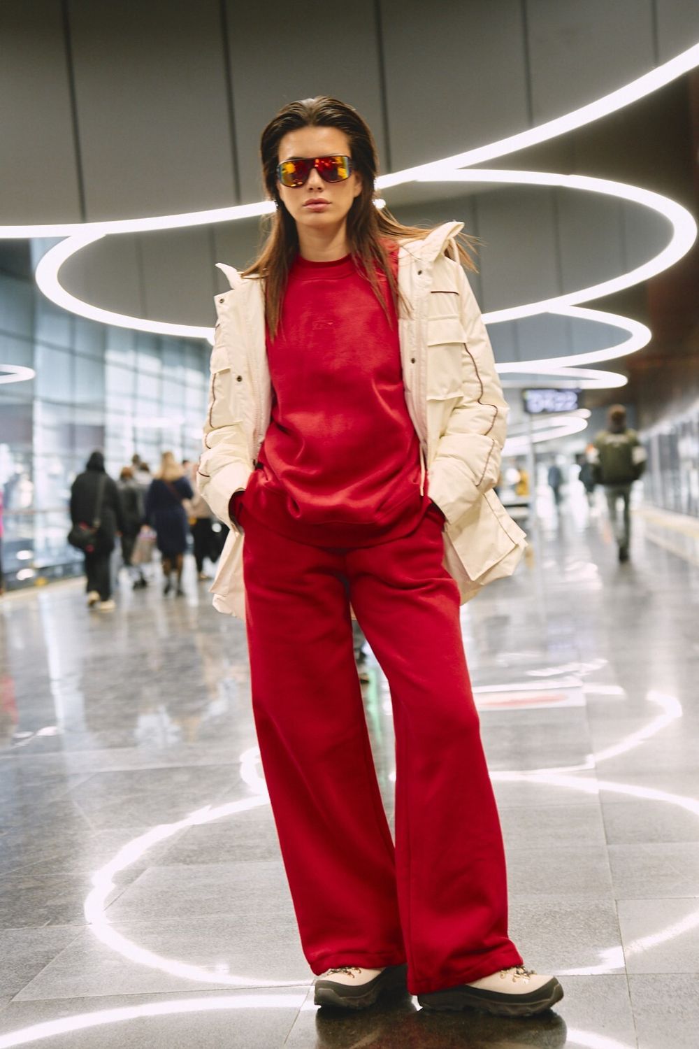 Брюки с велюровым эффектом "Брусника" утепленные женские