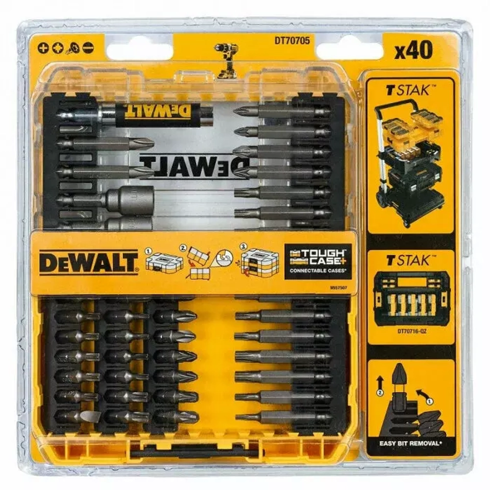 Набор насадок и бит 40 шт DEWALT DT70702