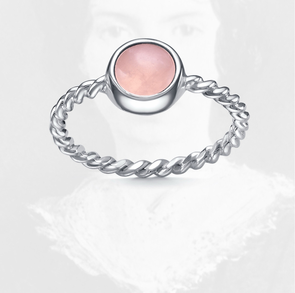 кольцо emily с розовым кварцем