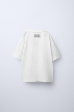 ZARA ФУТБОЛКА С ПРИНТОМ, БЕЛЫЙ