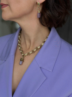 Серьги пусеты из бижутерного сплава с тонированным кварцем.