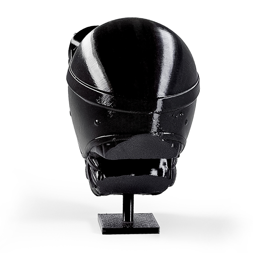 Бородатый череп в мотошлеме, фигурка для декора интерьера, арт-объект, коллекционный предмет, 3D печать, черный 16 см.