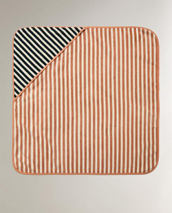 ZARA HOME ДЕТСКОЕ ПОЛОТЕНЦЕ В ПОЛОСКУ С КАПЮШОНОМ, СИНИЙ