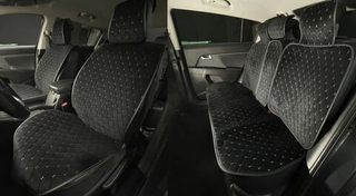 Накидки сидений ПОЛНЫЙ Coolpart MAXIMAL (кт11пр) - JJ-13-BLBG - Алькантара Ромб черный/ шов бежевый