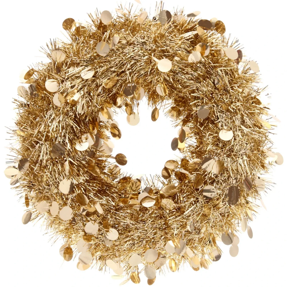 Венок декоративный TINSEL «Изящный блеск» 38 см, Шампань