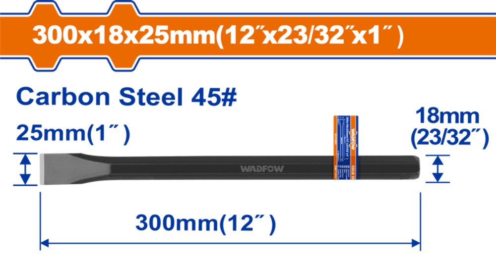 Зубило 25х18х300 мм (6/36) WADFOW WCC0301