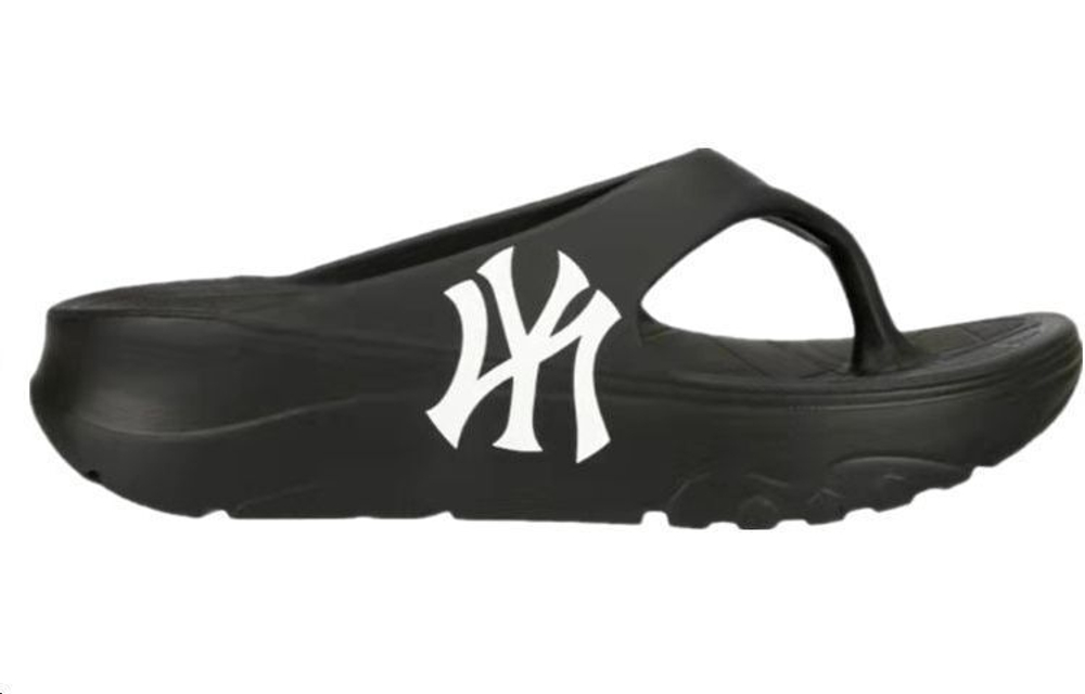 MLB Slipper thick-soled sports comfortable graffiti non-slip one-word slippers for men and women the same style black