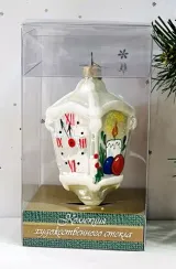 Елочное украшение Фонарик, стекло, 10,5 см., 1 шт., Витус (А82)