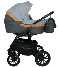 Детская коляска Alis Alvaro F 3 в 1 Al 05 т.серый+св.серый+рыжая кожа