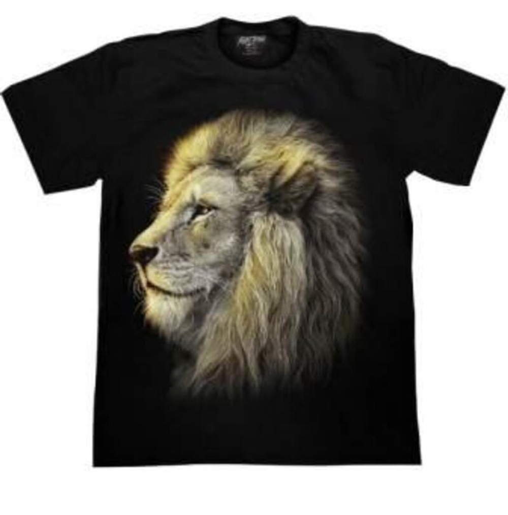 Футболка хлопок шелкография. GR618 Лев в профиль 3XL