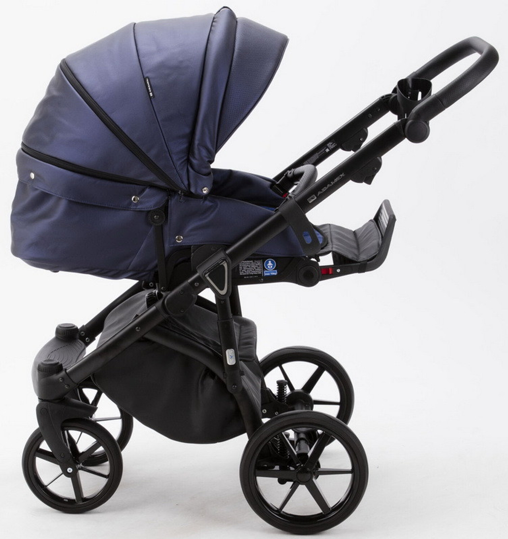 Детская коляска Adamex Bibione Deluxe 3 в 1 BI-SM09 (Т.СИН.ПЕРЛ.ПЕРФ.КОЖА)
