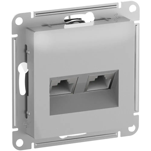 Atlas Desing Розетка двойная компьютерная RJ45+RJ45 кат. 6А, механизм, Алюминий