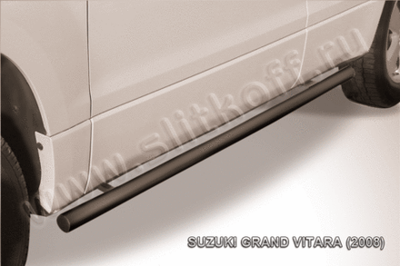 Пороги стальные Suzuki Grand Vitara (2008-2012) d57 труба (серебристые)