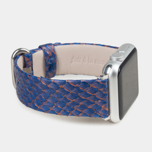 Ремешок для Apple Watch 40/41/42 mm из кожи лосося, цвета сине-оранжевый градиент