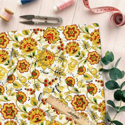 Ткань шелк Армани белая хохлома