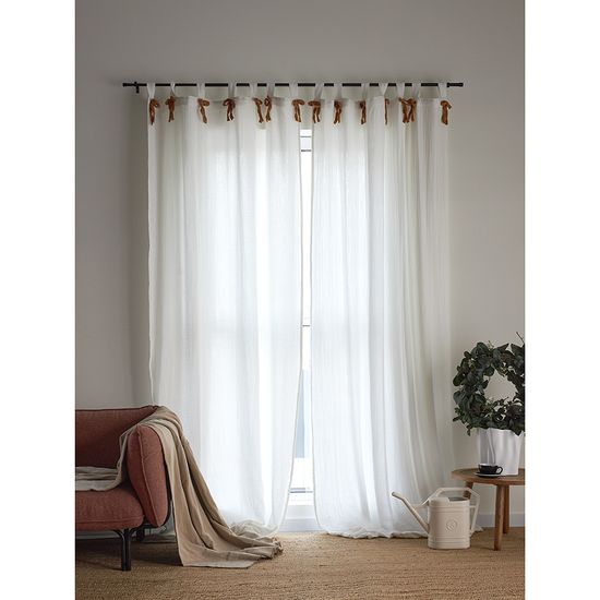 Штора из муслина с декором цвета карри из коллекции essential, 150х290 см