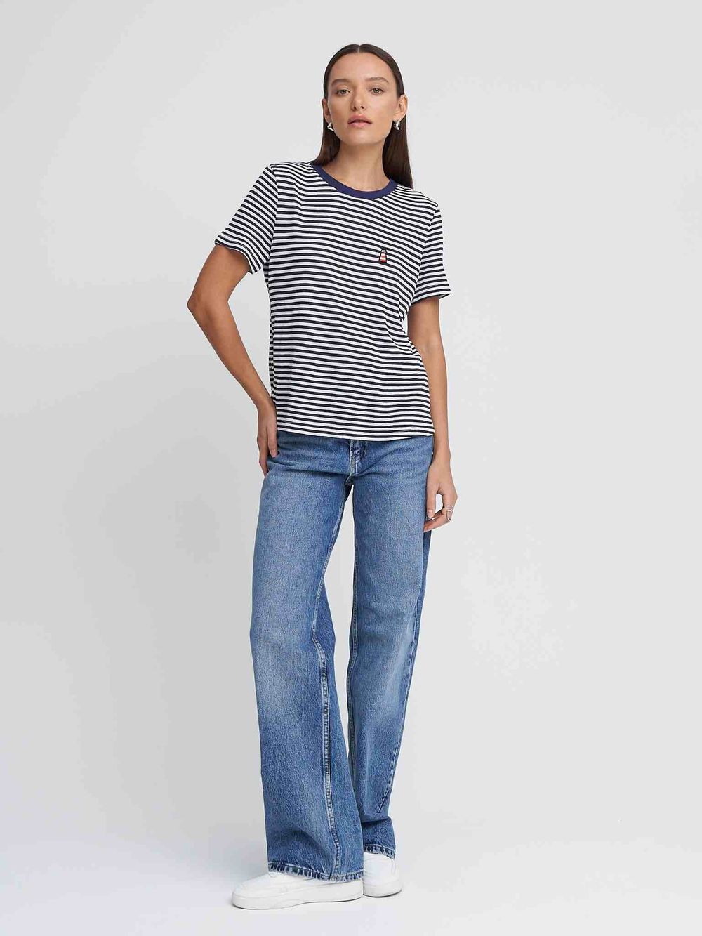 Футболка Kefirmaykifer В Полоску бело-синяя