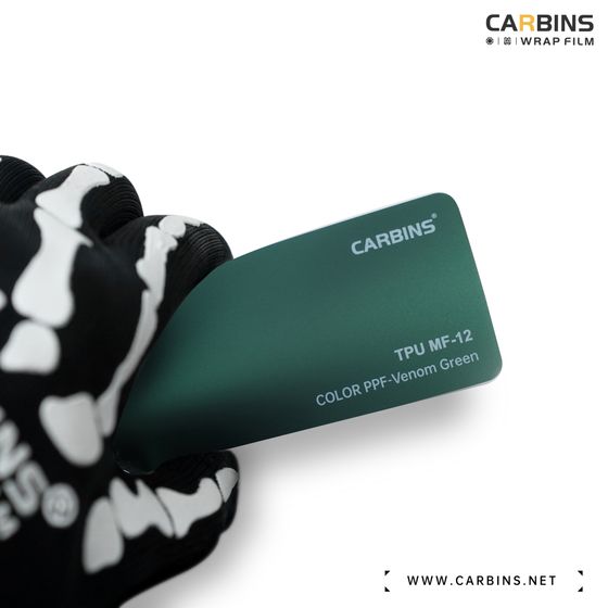 Carbins Color PPF Venom Green MF 12 зеленая сатин матовая цветная полиуретановая защитная антигравийная пленка